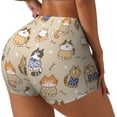 thumbnail image 1 of PAYOHTO Women's High Waist Butt Lifting Yoga Shorts Elastic Tight Fit Womens Exercise Shorts for Workout Running Cycling Cute Cartoon Cat, 1 of 1