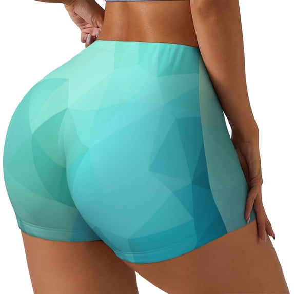 PAYOHTO Women's High Waist Butt Lifting Yoga Shorts Elastic Tight Fit Womens Exercise Shorts for Workout Running Cycling Abstract Geometric Blue Background