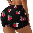 thumbnail image 1 of PAYOHTO Women's High Waist Butt Lifting Yoga Shorts Elastic Tight Fit Womens Exercise Shorts for Workout Running Cycling French Bulldog Puppy Heart Strawberry, 1 of 1