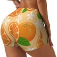 thumbnail image 1 of PAYOHTO Women's High Waist Butt Lifting Yoga Shorts Elastic Tight Fit Womens Exercise Shorts for Workout Running Cycling Oranges Green Leaves and Flower, 1 of 1