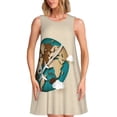 thumbnail image 1 of PAYOHTO Women's Sleeveless Dress Airplane Fly Earth Summer Dress Casual Floral Print Round Neck A Line Beach Short Sundress​ with Pockets​, 1 of 8