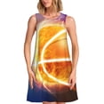 thumbnail image 1 of PAYOHTO Women's Sleeveless Dress Burning Basketball Summer Dress Casual Floral Print Round Neck A Line Beach Short Sundress​ with Pockets​, 1 of 8