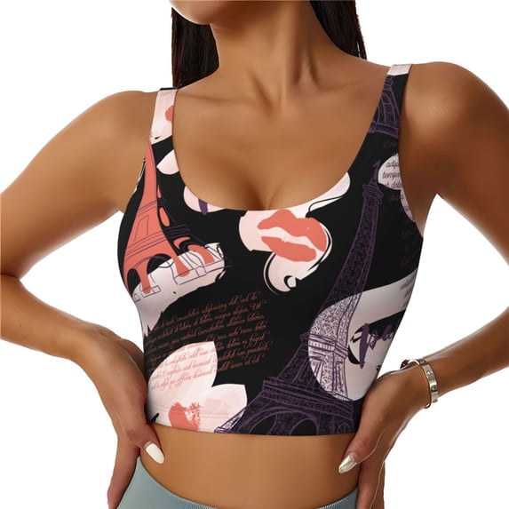 PAYOHTO Women's Sports Vest Paris Vintage Eiffel Tower Quick-drying Breathable Lightweight Elastic Exercise Daily Wear Summer Gift