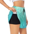 thumbnail image 1 of PAYOHTO Women's Workout Gym Shorts Lightweight Double-Layer Sports Shorts for Running Tennis Golf Abstract Geometric Blue Background, 1 of 1