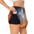 thumbnail image 1 of PAYOHTO Women's Workout Gym Shorts Lightweight Double-Layer Sports Shorts for Running Tennis Golf Baseball Ball Fire Water, 1 of 1