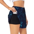 thumbnail image 1 of PAYOHTO Women's Workout Gym Shorts Lightweight Double-Layer Sports Shorts for Running Tennis Golf Blue Silhouette Dino, 1 of 1