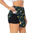 thumbnail image 1 of PAYOHTO Women's Workout Gym Shorts Lightweight Double-Layer Sports Shorts for Running Tennis Golf Cute Kids Space Astronauts, 1 of 1