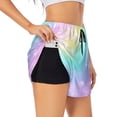 thumbnail image 1 of PAYOHTO Women's Workout Gym Shorts Lightweight Double-Layer Sports Shorts for Running Tennis Golf Gradient Rainbow, 1 of 1