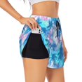 thumbnail image 1 of PAYOHTO Women's Workout Gym Shorts Lightweight Double-Layer Sports Shorts for Running Tennis Golf Palm Tropical Pattern Exotic, 1 of 1