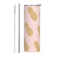 thumbnail image 1 of PAYOHTO gold pineapples on polka 20 Oz Stainless Steel Mug Tumblers Cup for Men Women Insulated Slim Thin Travel Tumbler, 1 of 7