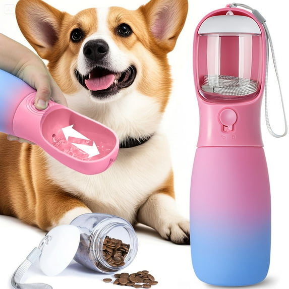 PAYUSD 19oz Dog Water Bottle with Food Container, Travel Puppy Water Bowl, Leak Proof Portable Pet Dispenser, Dog Stuff Accessories Items, Pet Essentials Necessities for Dogs Cat Walking and Hiking