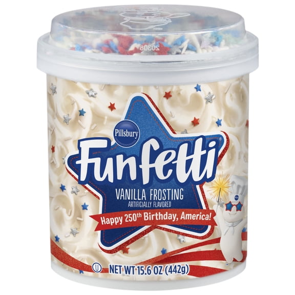 Pillsbury Funfetti Stars and Stripes Patriotic Vanilla Frosting, Gluten-Free, 15.6 oz