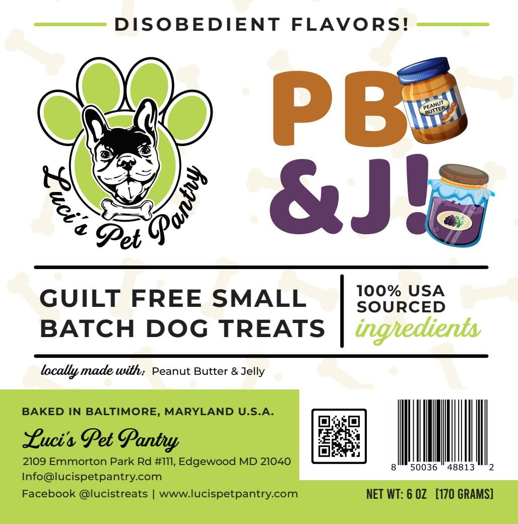 PB&J "Peanut Butter & Jelly Biscuits" Homemade Dog & Puppy Treats! Gift Box with 4 - 6 oz. Treat Bags