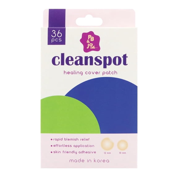 PB & Jay Cleanspot Hydrocolloid Acne Patches Overnight Spot Cover Hydrocolloid dots built for overnight wear Absorbs excess fluid as you sleep Long-wear adhesive 36ct