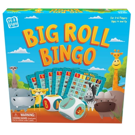 PB & Play Big Roll Bingo: Safari - Features Savannah Animals And Oversized Dice