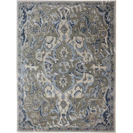 PB Rugs Jardin blue Handcrafted Woolen Area Rug 4x6