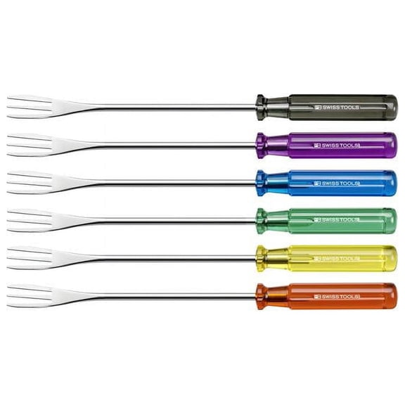 PB Swiss Tools PB 4040.SET Fondue Fork Set, 3-Tine Cheese, 6 pcs