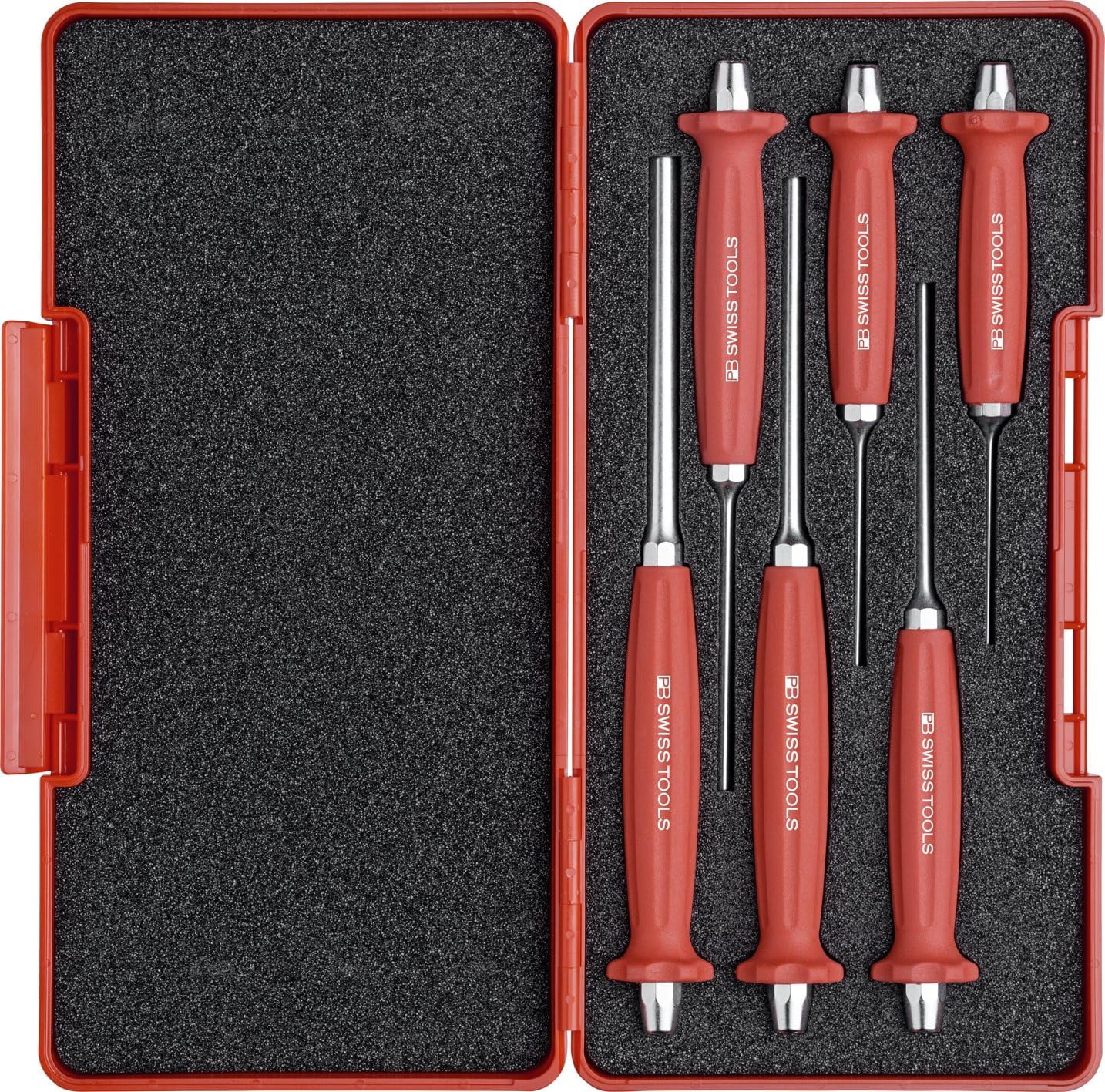 Parallel pin punch set in plastic box (6 pcs
