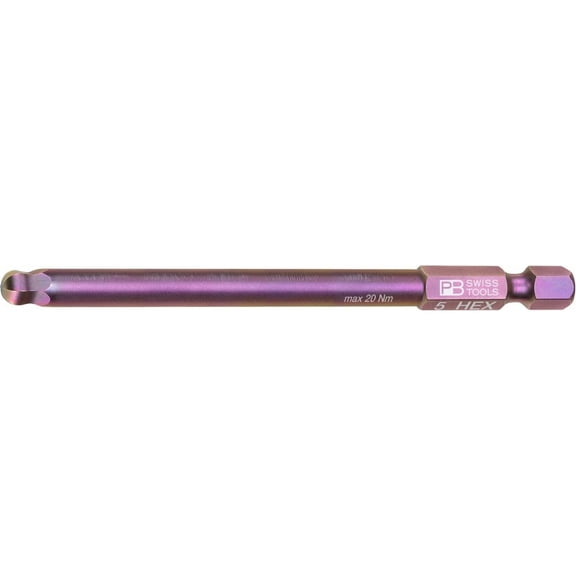 PB Swiss Tools PB E6L.212/5 PrecisionBit, 1/4" Bits, E6, Hex with Ball End