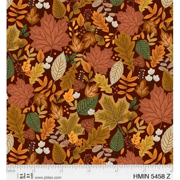 P B Textiles Harvest Minis Packed Leaves Brown Thanksgiving Price per Yard