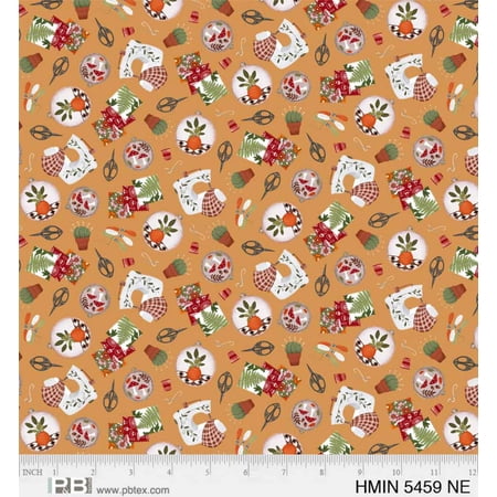 Thanksgiving Harvest Minis Sewing Tools on Cream Price per Yard