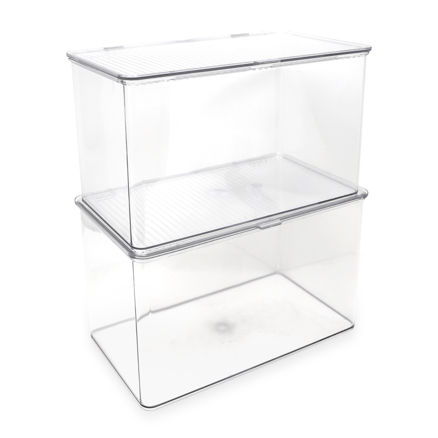Isaac Jacobs Clear Hinged Storage Container Set, Large, 2-Pack