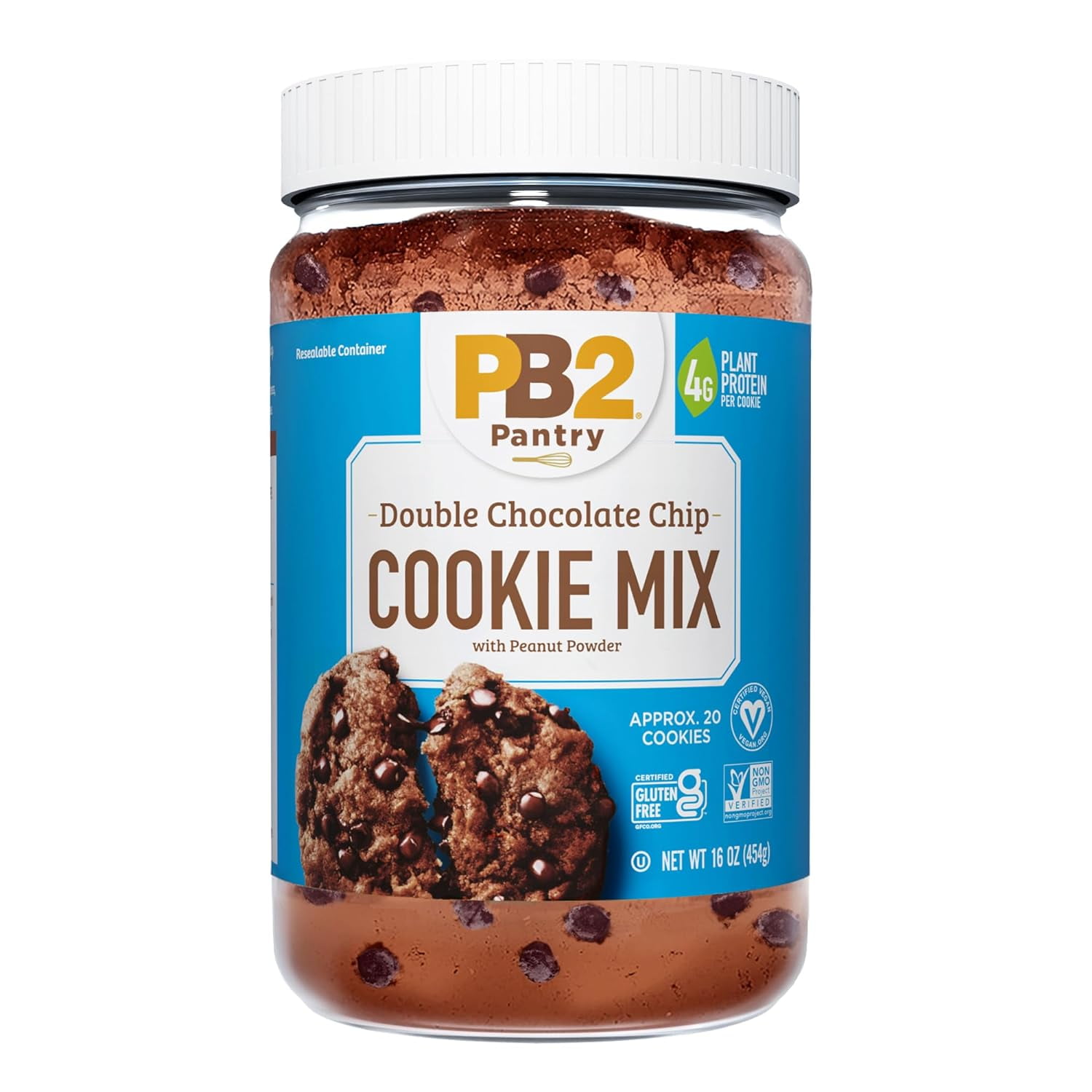 PB2 Foods Double Chocolate Chip Cookie Mix with Peanut Powder, 16 oz (454 g)
