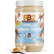 PB2 Performance Almond Plant Based Vegan Protein Powder | 20g Complete Protein, No Added Sugar, Prebiotic Fiber | Dairy Free, Certified Vegan, Non-GMO, Gluten Free [Almond w/Madagascar Vanilla, 1LB]