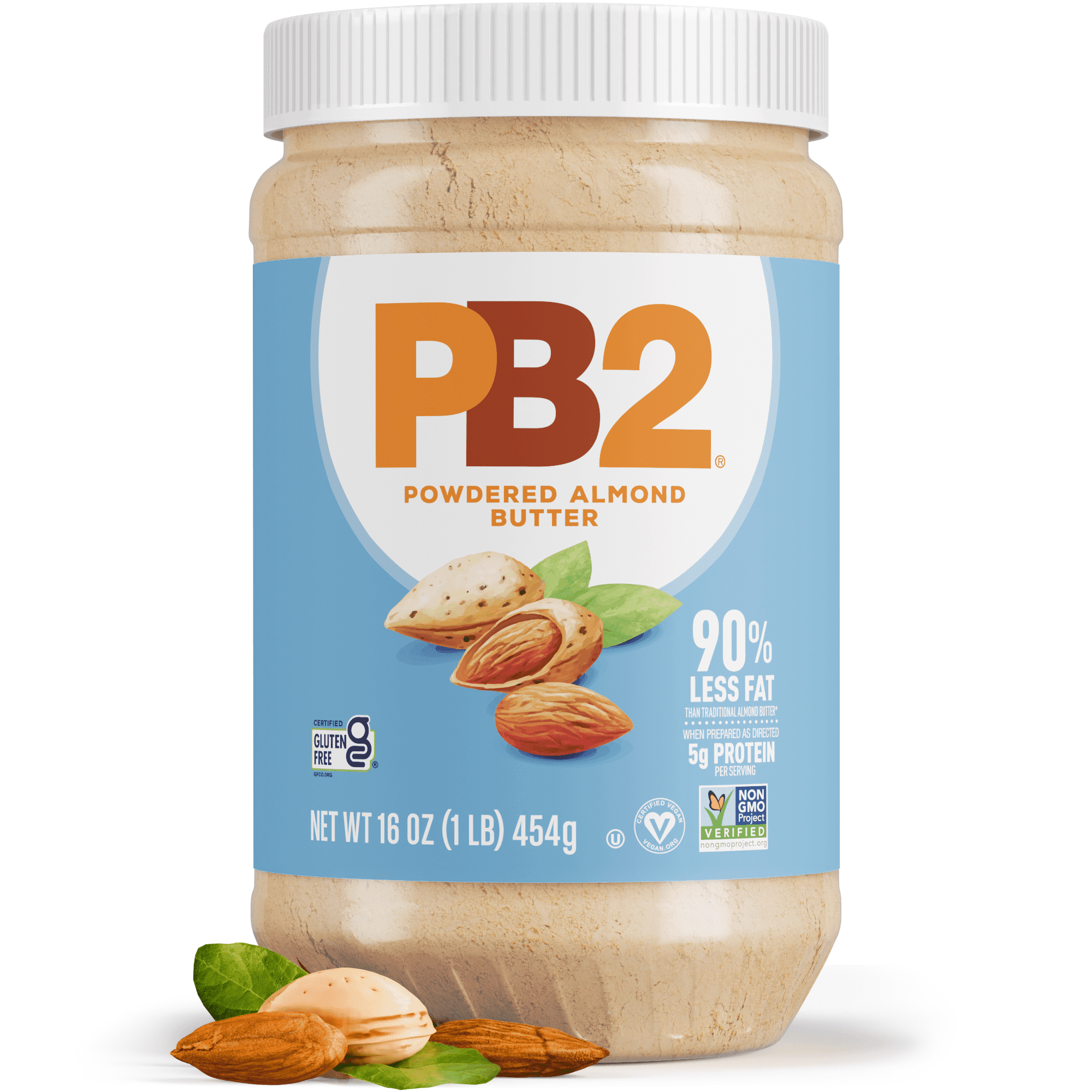 PB2 Powdered Roasted Almond Butter, 16oz Low-Fat Vegan Almond Powder, Low Carb Nut Butter, Non-GMO, Gluten Free, Kosher