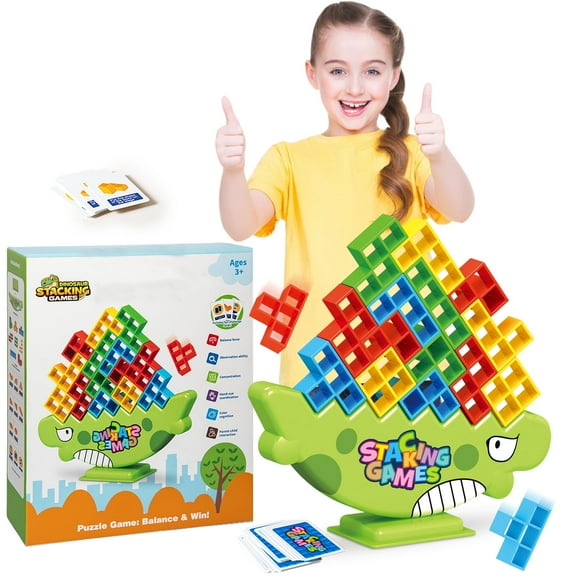 PBALPADL Dinosaur Balance Stacking Blocks by Lktvy. 48PCS Educational STEM Toy for Kids Ages 3+, Safe ABS Construction, Fun Family Game for Focus & Fine Motor Skills