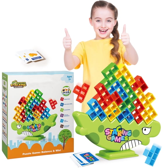 48PCS Kids Balance Stacking Game, Fun Family Board Game for Kids and Adults, Creative Building Game for Focus and Patience