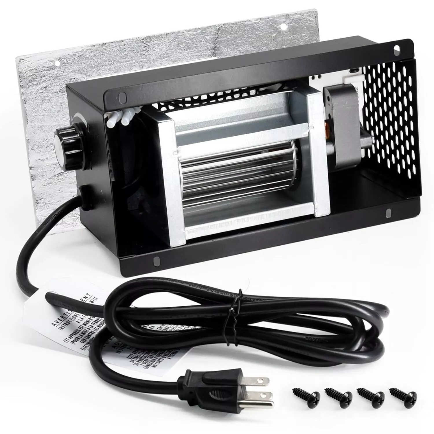 Black Steel Indoor Variable Speed Stove Blower Fan
