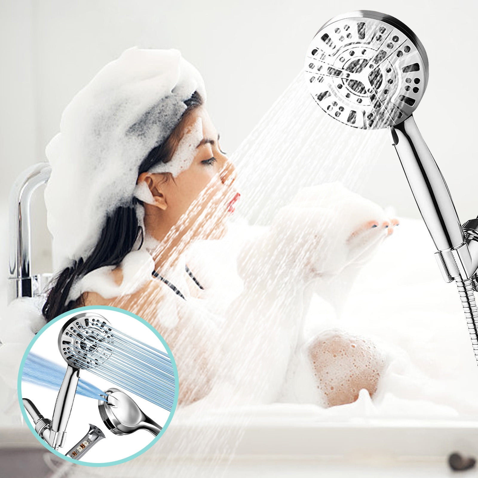 PBAZIH 10 Mode Handheld Shower Head with 10 Versatile Spray Functions