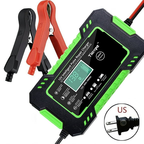 PBAZIH 12V/6A Smart Automatic Car Battery Charger, Automotive Battery Maintainer for Car, SUV, Motorcycle, Smart Charging, Overcharge Protection, Portable, Heavy-Duty Vehicle Battery Charger