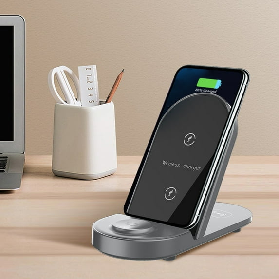 PBAZIH 15W Fast Charging 3-in-1 Wireless Charger for Mobile Phones, Foldable Vertical Design with Wireless Charging Stand for Phone, AirPods, and Apple Watch