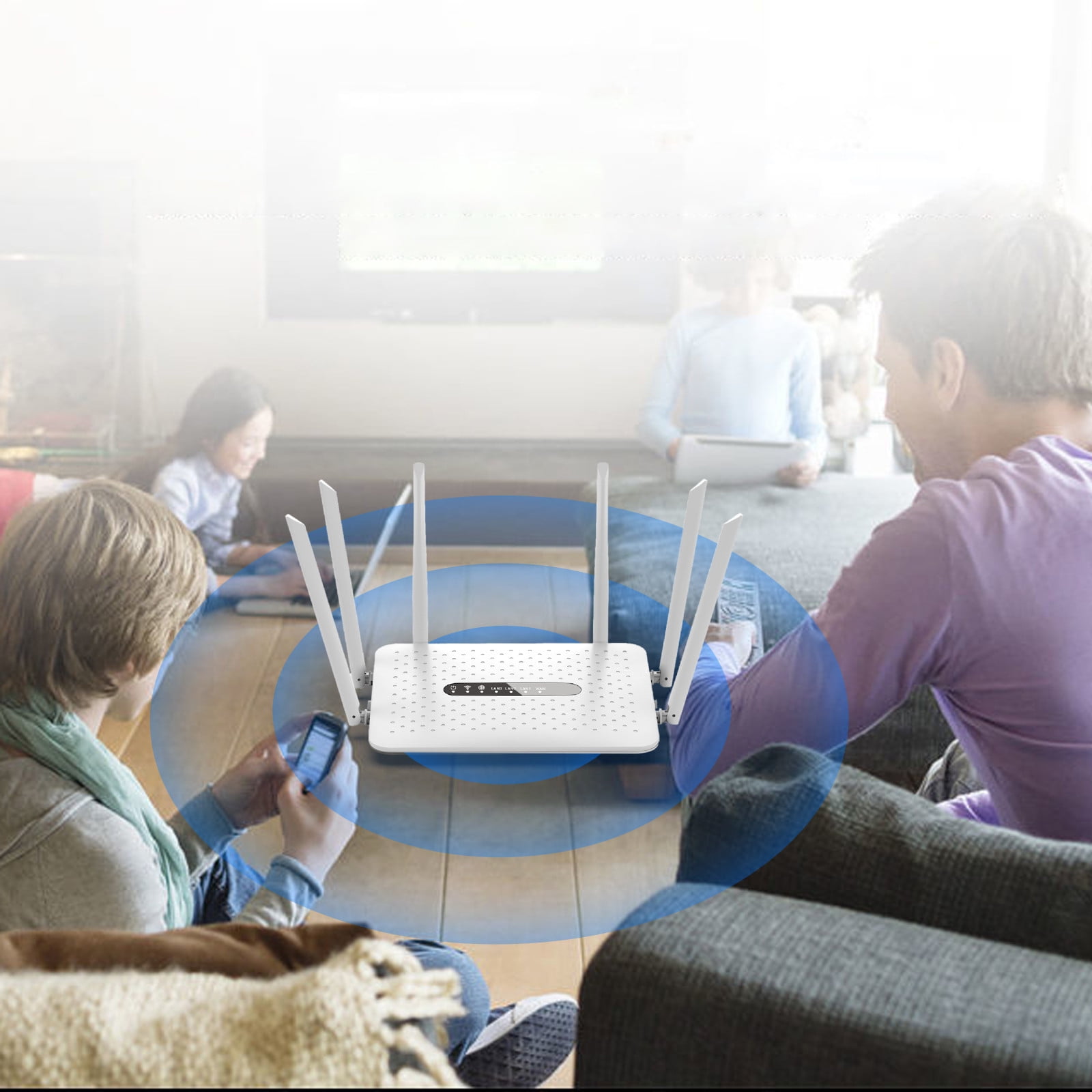 PBAZIH 2.4G/5G Dual-Band WiFi Router with Six Antennas, 1200Mbps Wireless Speed, High-Speed Through-Wall Signal, Stable 5G Home Router with Four Ethernet Ports, Ideal for Streaming and Gaming