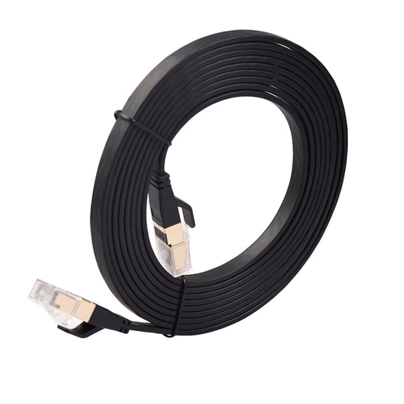 PBAZIH 8-Pin RJ45 Double Shielded Flat Ethernet Cable, High-Speed Internet Cable for Gaming, Streaming, and Home Network Use, Durable, Flat Design, 10ft, 25ft, 50ft Length Options