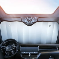 PBAZIH Accordion Folding Front Windshield Sun Shade, Double Sided Auto Sunshade for Medium & Small Cars, UV Protection, Heat Reduction, Reversible Design, Compact Storage with Suction Cups