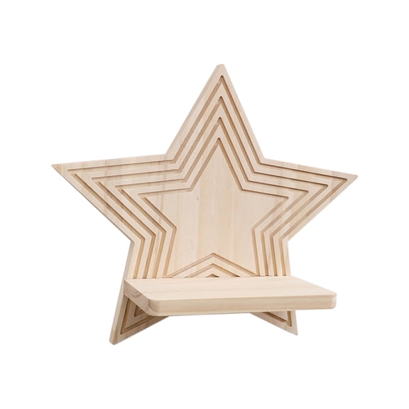 PBAZIH Bohemian Star Shaped Wooden Shelf Wall Mounted Storage Rack Home Decor for Living Room and Entryway, Natural Wood Texture, Versatile Display Solution