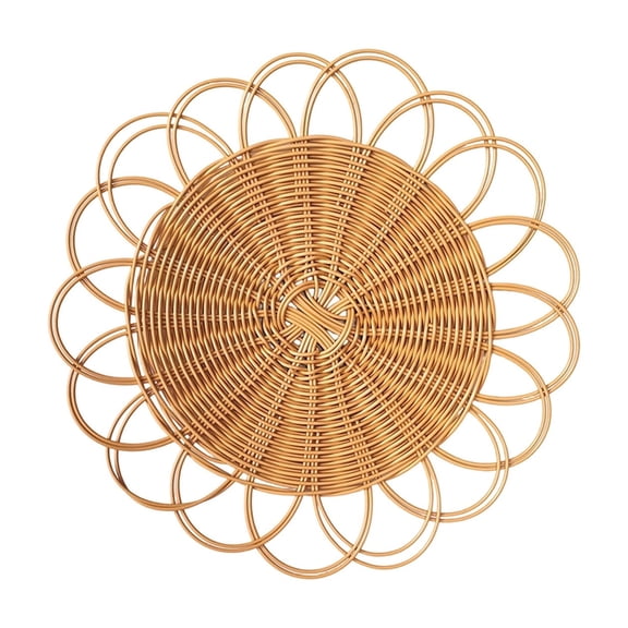PBAZIH Bohemian Wall Decor Hanging Round Woven Decorative Piece for Living Room or Dining Room Home Decoration Faux Fur and Straw Material, Textured Wall Accessory