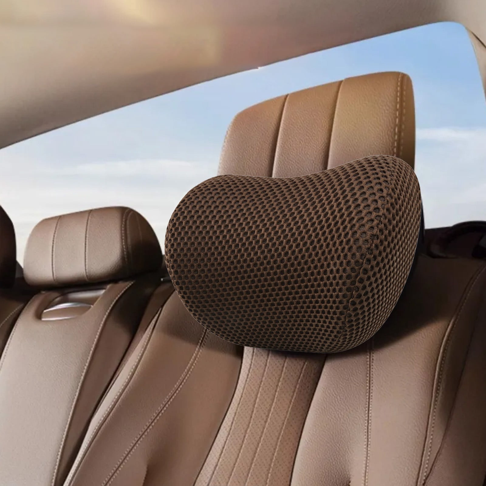 Adjustable U-Shaped Car Headrest Pillow - Memory Foam Neck & Shoulder Support, With Phone Holder & Hook