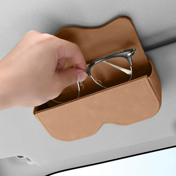 PBAZIH Car Sunglasses Clipboard – Leather Glasses Storage Case for Sun Visor, Easy Installation, Space-Saving, Durable & Secure Clamping, Car Organizer for Eyewear, Universal Fit for Most Vehicles