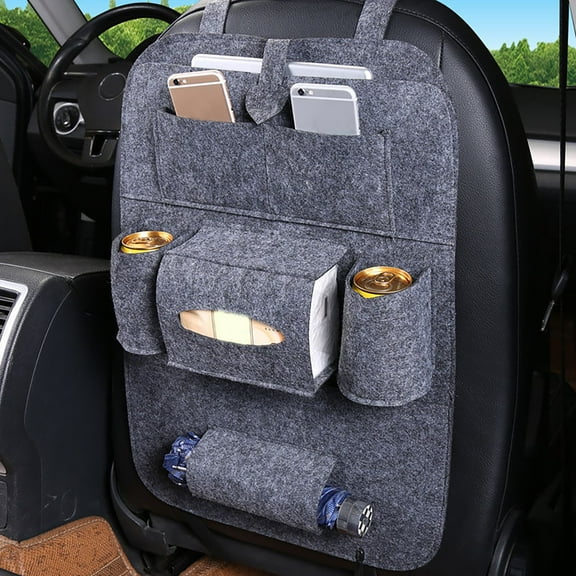 PBAZIH Child Car Seat Backrest Protector and Rear Seat Storage Bag with Hanging Organizer for Kids – Adjustable Car Backrest Protector Mat for Easy Storage and Protection