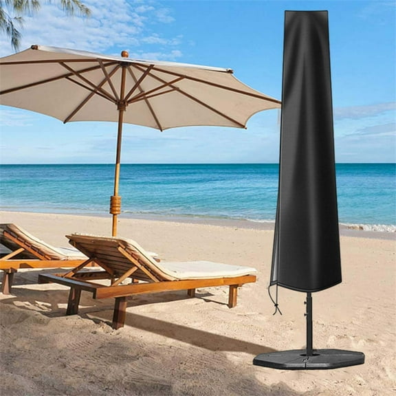 PBAZIH Durable Patio Umbrella Cover with Zipper for 9ft to 12ft Outdoor Market Parasol, Waterproof, Heavy Duty 210D Fabric, Easy to Install with Telescopic Rod, Windproof, UV Protection