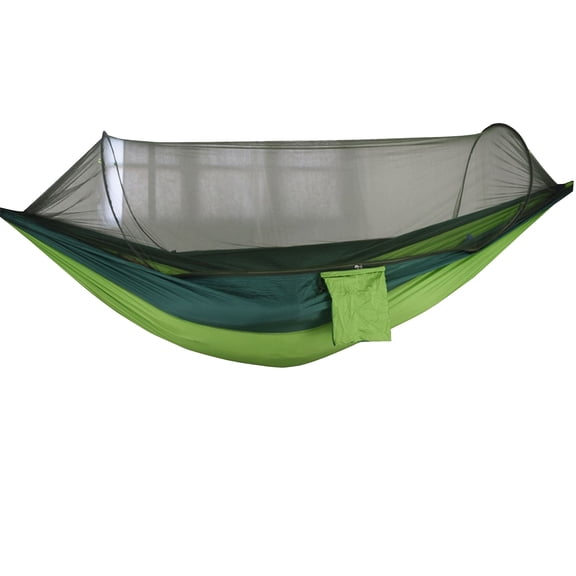 PBAZIH Hanging Bed with Mosquito Net for Outdoor Camping, Lightweight and Easy-to-Install Nylon Hammock with Tree Ribbons and Steel Buckles for Picnics, Balconies, and Courtyards