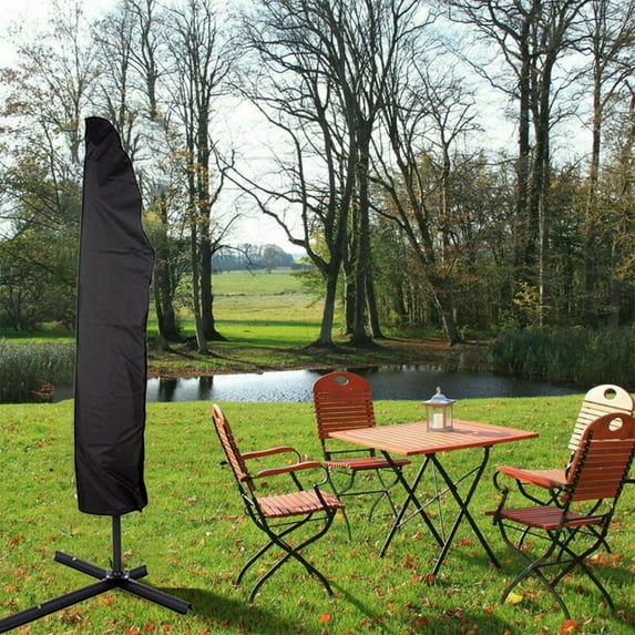 PBAZIH Heavy Duty Patio Umbrella Cover, Waterproof and UV-Shielding Protective Sleeve for Outdoor Cantilever Offset Umbrellas, Easy to Use with Zipper and Rod, All-Season Protection
