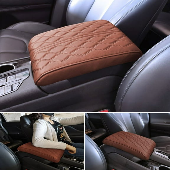 PBAZIH Leather Car Armrest Box Pad, Memory Foam Center Console Cover for Car, SUV, Truck, Vehicle Armrest Mat - Soft Leather Padding, Durable Comfort, Non-Slip Design for Daily Use, Easy to Install