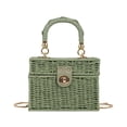 thumbnail image 1 of PBAZIH Paper Rope Woven Box Handbag Mini Straw Textured Tote Purse with Detachable Chain Strap for Women Summer Crossbody Bag Ideal for Beach Vacation, Shopping and Outdoor Activities, 1 of 6