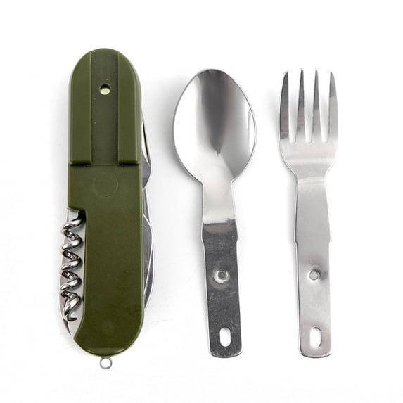 PBAZIH Portable Outdoor Camping Cutlery Set, Foldable Knife Fork Spoon Combo, Multifunctional Travel Utensils, Ideal for Hiking, Backpacking, and Daily Use, Durable Stainless Steel