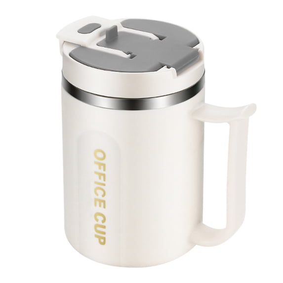 PBAZIH Portable Stainless Steel Coffee Mug, Double Layer Insulated with Lid and Handle, Perfect for Travel, Camping, Office Use, Durable and Easy to Clean, Ideal Gift for Any Occasion